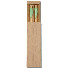 Conjunto Caneta e Lapiseira Bambu Personalizado 