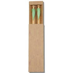 Conjunto Caneta e Lapiseira Bambu Personalizado 