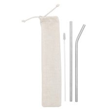 Kit Canudos de Aço Inox Com Escova Promocional