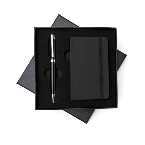 KIT CANETA E CADERNETA TIPO MOLESKINE Personalizados