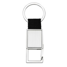CHAVEIRO METAL RETANGULAR C/ NYLON PRETO Promocionais