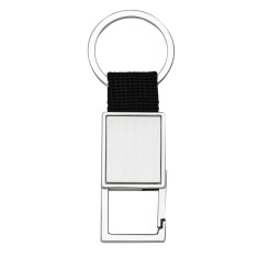 CHAVEIRO METAL RETANGULAR C/ NYLON PRETO Promocionais