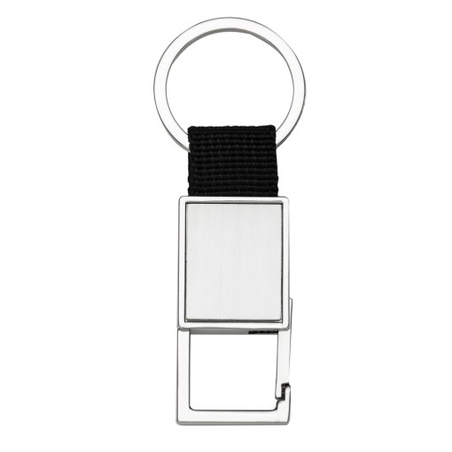 CHAVEIRO METAL RETANGULAR C/ NYLON PRETO Promocionais
