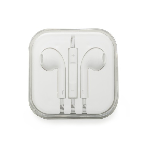 FONE DE OUVIDO C/ MICROFONE -BCO/BCO com logotipo