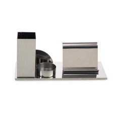 KIT ESCRITORIO P/ CANETAS, CELULAR ... INOX Brindes