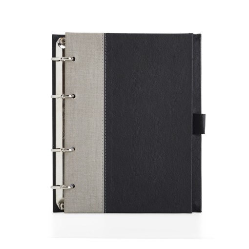 CADERNO FICHÁRIO DE COURO SINTÉTICO com sua marca