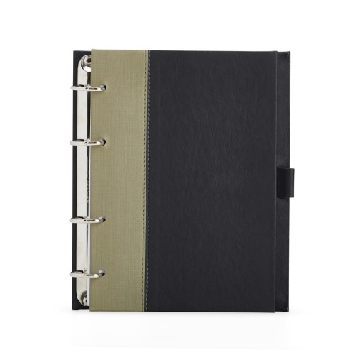 CADERNO FICHÁRIO DE COURO SINTÉTICO com sua marca