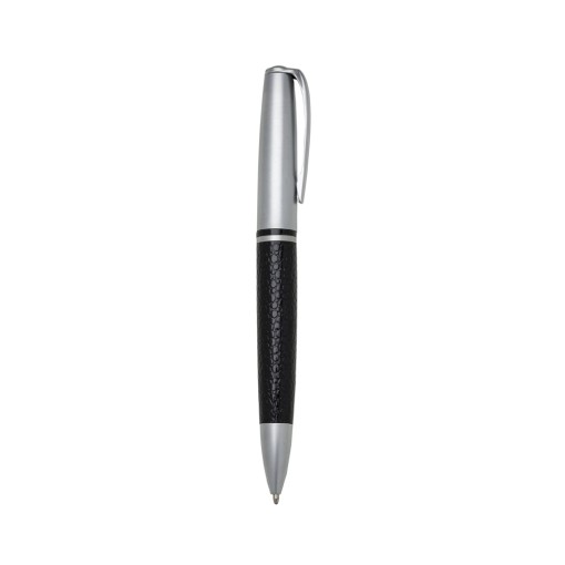 CANETA METAL FOSCO C/ COURO com logotipo